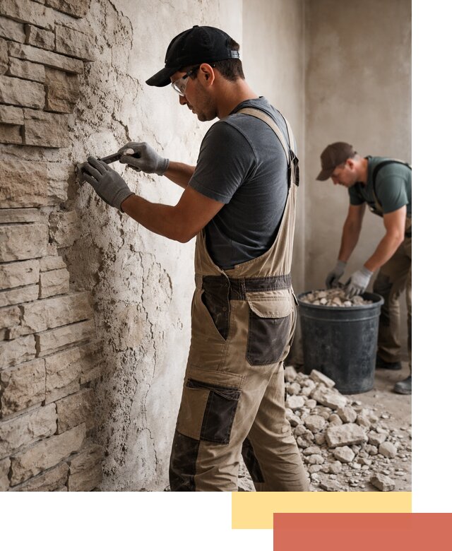 Демонтаж декоративного камня в Уфе профессионально и безопасно