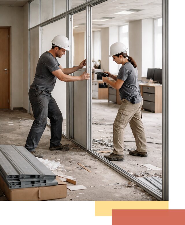 Демонтаж алюминиевых перегородок в Уфе быстро и аккуратно