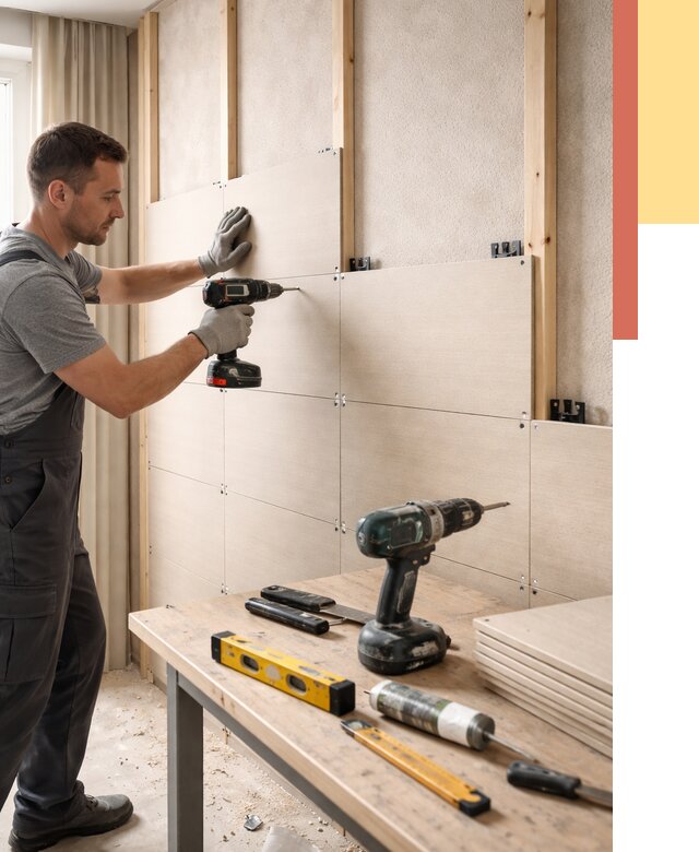 Монтаж МДФ панелей на стены в Уфе от 1284 руб. под ключ | ОТДЕЛОЧНИК-Уфа