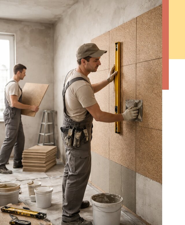 Монтаж пробковых панелей на стены в Уфе от 3596 руб. — ОТДЕЛОЧНИК-Уфа