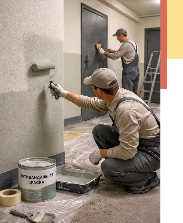 Покраска стен антивандальной краской в Уфе от 4624 руб./м² под ключ | ОТДЕЛОЧНИК-Уфа