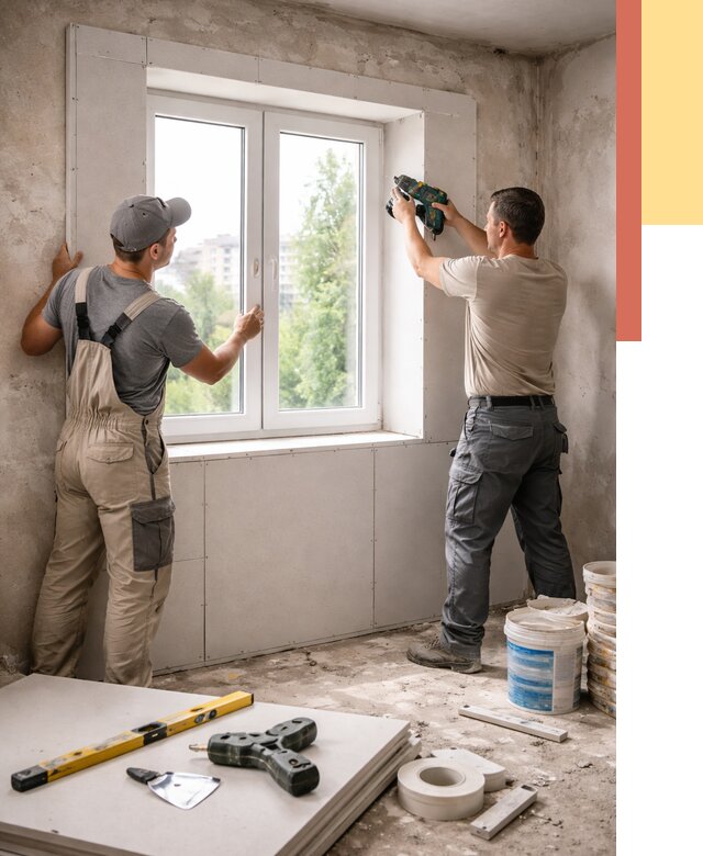 Монтаж откосов из гипсокартона в Уфе от 4624 руб. под ключ | ОТДЕЛОЧНИК-Уфа