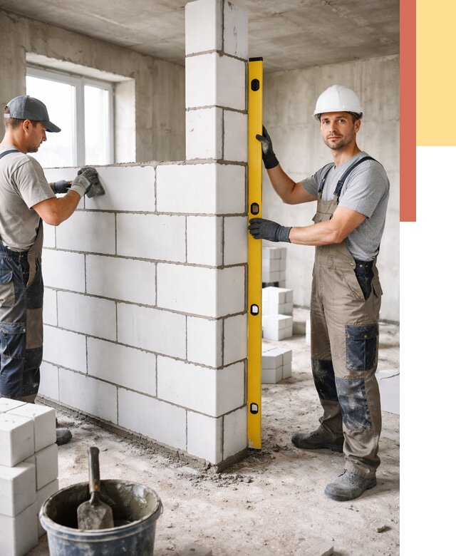 Кладка перегородок из пеноблока в Уфе от 1850 руб. под ключ | ОТДЕЛОЧНИК-Уфа