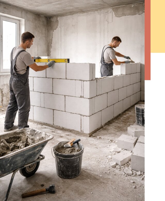 Кладка перегородок из ПГП в Уфе от 2569 руб./м2 — монтаж и возведение под ключ | ОТДЕЛОЧНИК-Уфа