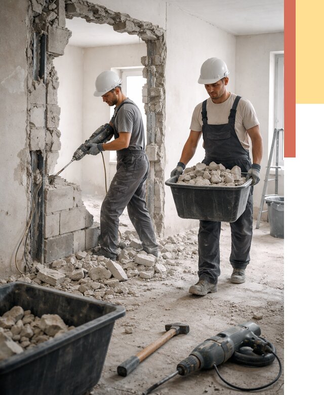 Демонтаж блоковых перегородок в Уфе от 3853 руб. — быстро и недорого | ОТДЕЛОЧНИК-Уфа