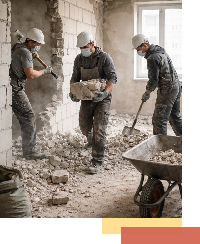 Демонтаж блочных перегородок в Уфе быстро и аккуратно