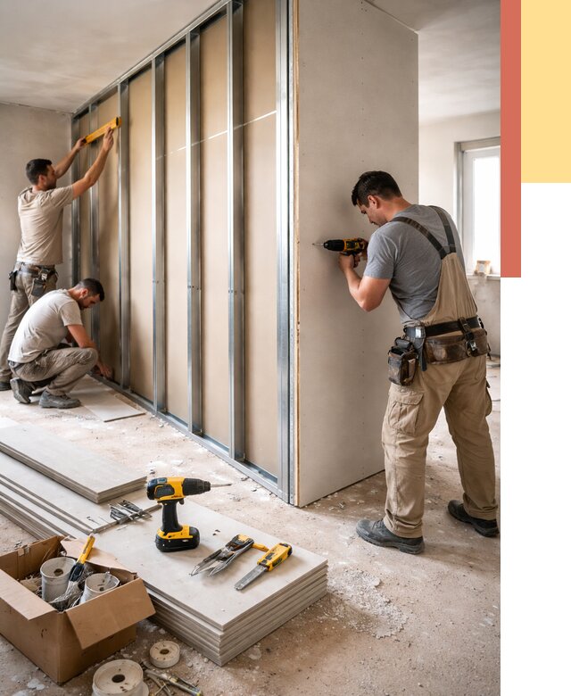 Монтаж однослойной перегородки из гипсокартона в Уфе от 668 руб. | ОТДЕЛОЧНИК-Уфа