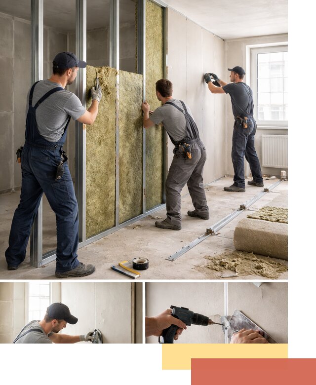 Перегородка из гипсокартона с шумоизоляцией в Уфе — монтаж под ключ