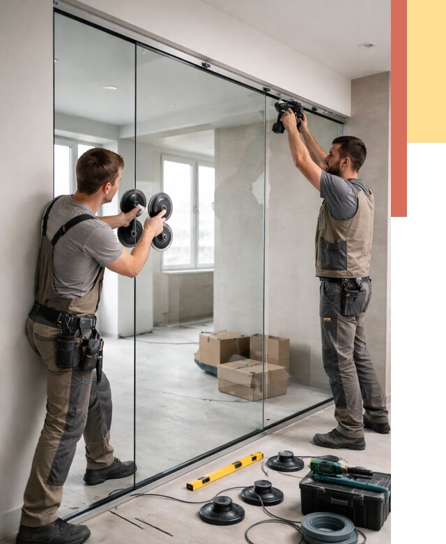 Монтаж стеклянных перегородок в Уфе от 6679 руб. | ОТДЕЛОЧНИК-Уфа