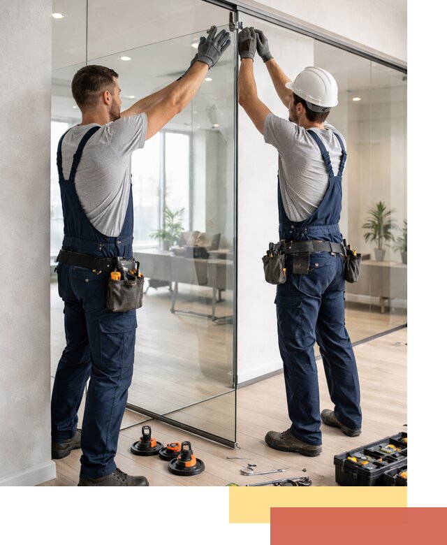 Безрамные стеклянные перегородки под ключ в Уфе