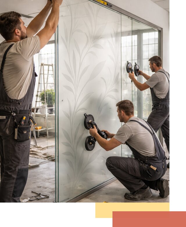 Стеклянные перегородки с рисунком на заказ в Уфе