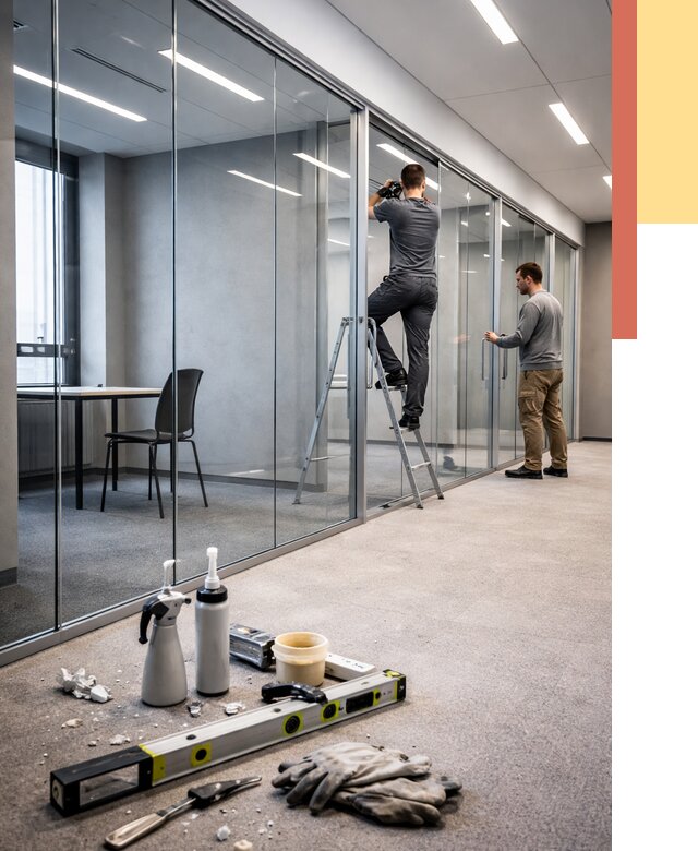 Стеклянные офисные перегородки в Уфе от 8734 руб. — монтаж и установка | ОТДЕЛОЧНИК-Уфа