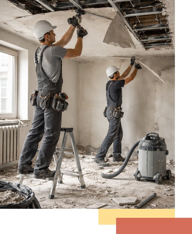 Демонтаж гипсокартонного потолка в Уфе быстро и аккуратно