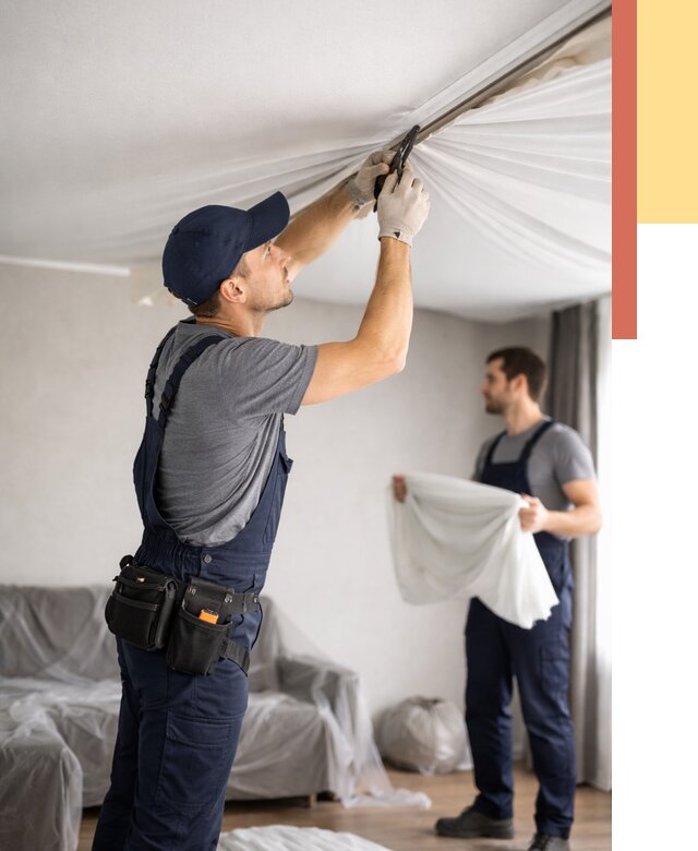 Демонтаж натяжного потолка в Уфе от 4624 руб. — снятие и разбор под ключ | ОТДЕЛОЧНИК-Уфа