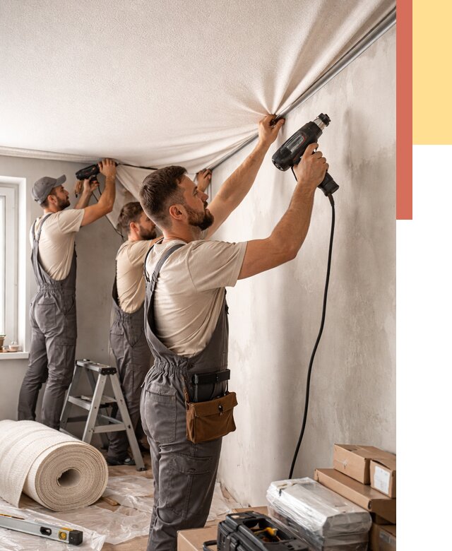 Монтаж фактурного натяжного потолка в Уфе от 771 руб. — ОТДЕЛОЧНИК-Уфа