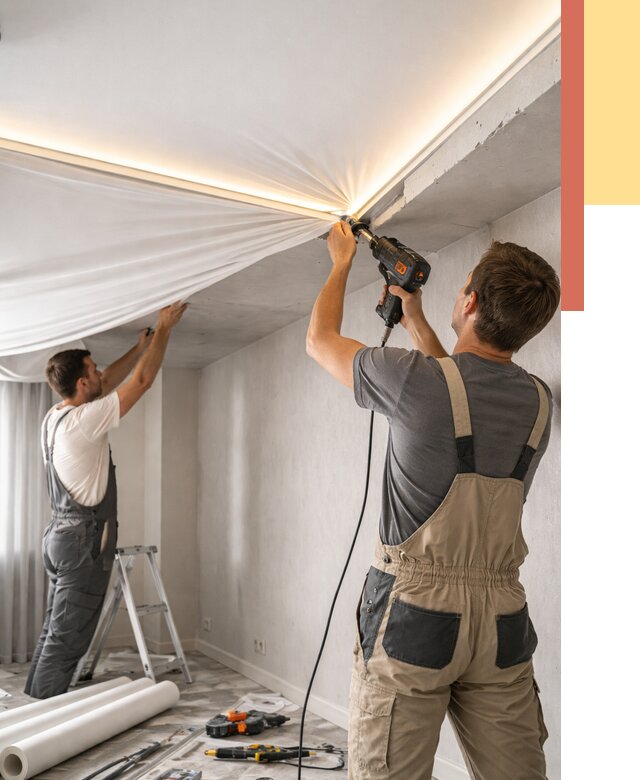 Монтаж натяжного потолка с подсветкой в Уфе от 976 руб. | ОТДЕЛОЧНИК-Уфа