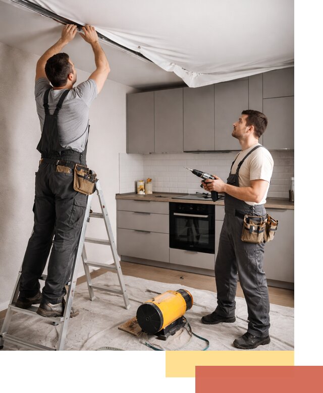 Монтаж натяжного потолка на кухне в Уфе