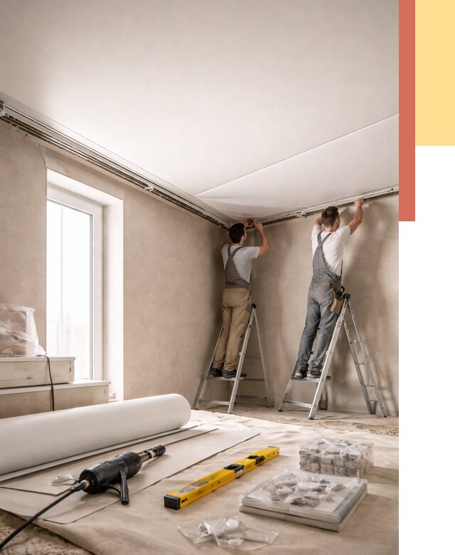 Монтаж натяжного потолка в спальне в Уфе от 3905 руб. под ключ | ОТДЕЛОЧНИК-Уфа