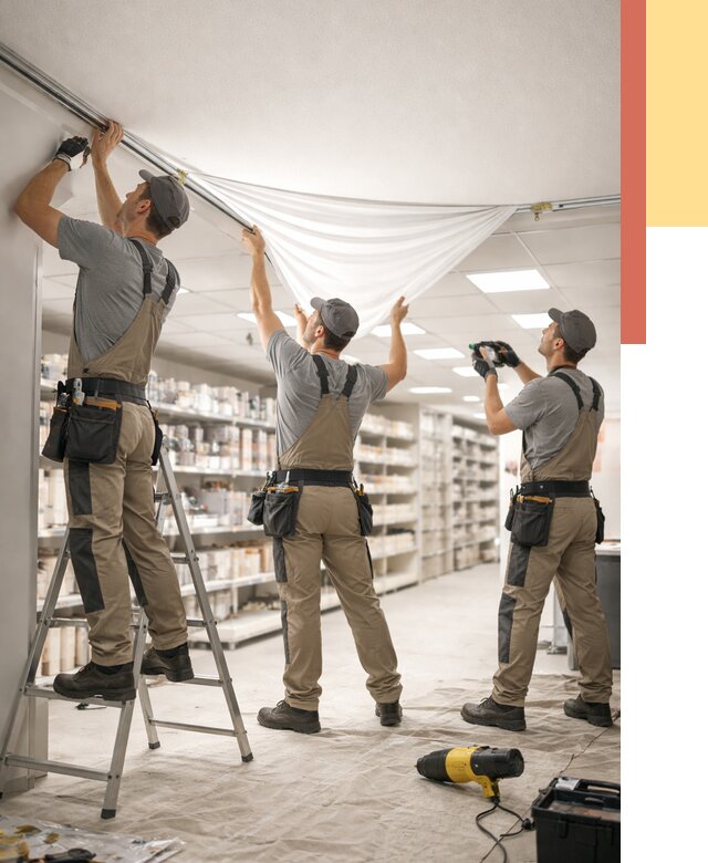 Монтаж натяжного потолка в магазине в Уфе от 4624 руб. быстро и недорого | ОТДЕЛОЧНИК-Уфа