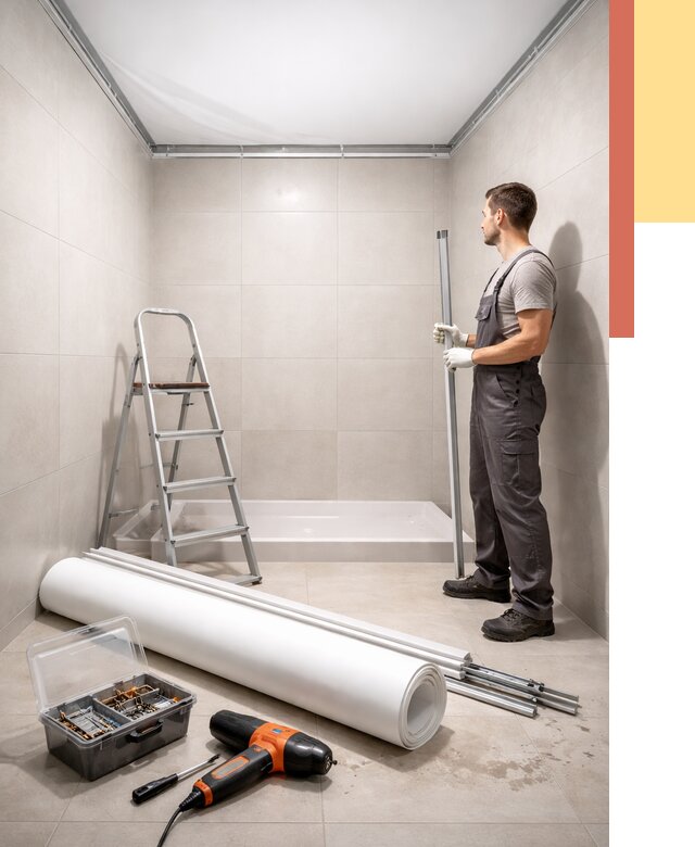 Монтаж натяжного потолка в санузле в Уфе от 1901 руб. — ОТДЕЛОЧНИК-Уфа