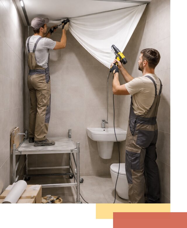 Монтаж натяжного потолка в санузле в Уфе