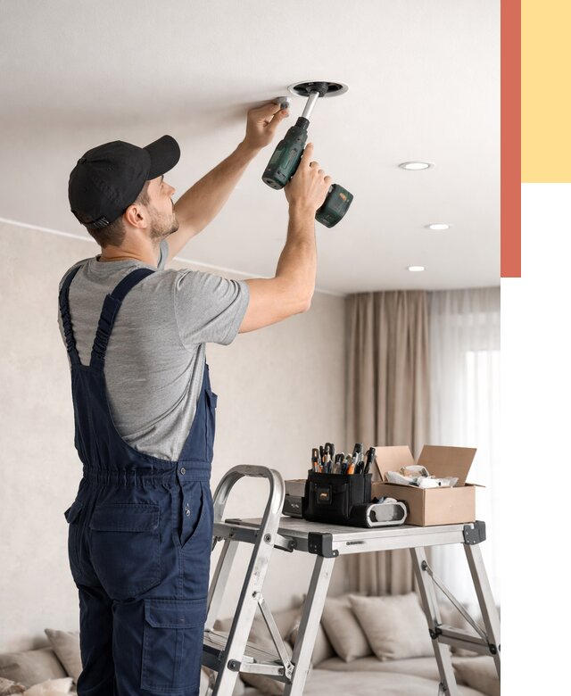 Установка и монтаж точечных светильников в натяжной потолок в Уфе от 1850 руб. | ОТДЕЛОЧНИК-Уфа