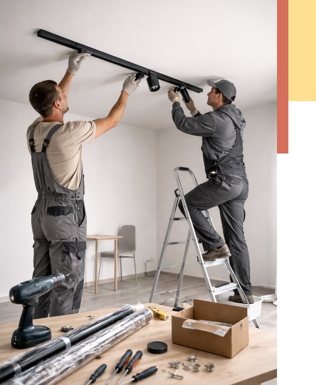 Установка трековых светильников в натяжной потолок в Уфе от 4316 руб. | ОТДЕЛОЧНИК-Уфа