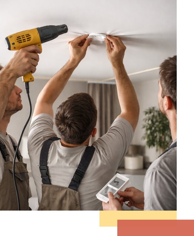 Ремонт прокола полотна натяжного потолка в Уфе