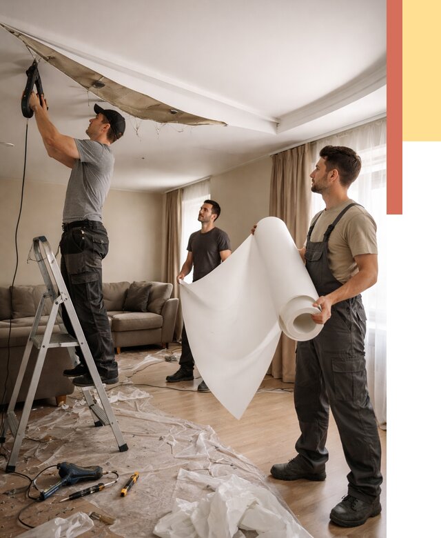 Замена полотна натяжного потолка в Уфе от 9761 руб. быстро и недорого | ОТДЕЛОЧНИК-Уфа