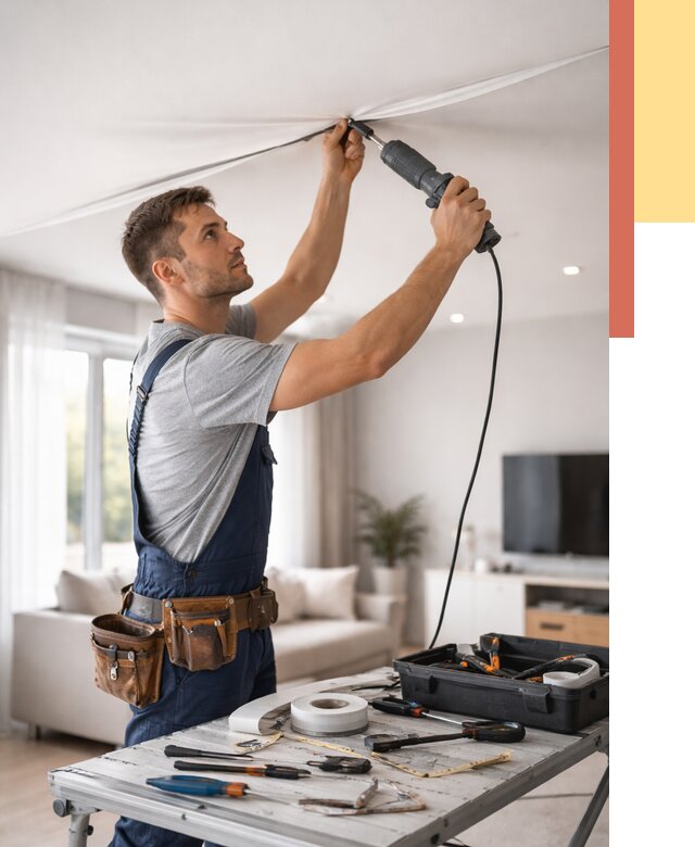 Ремонт натяжных потолков в Уфе от 9761 руб. под ключ — ОТДЕЛОЧНИК-Уфа