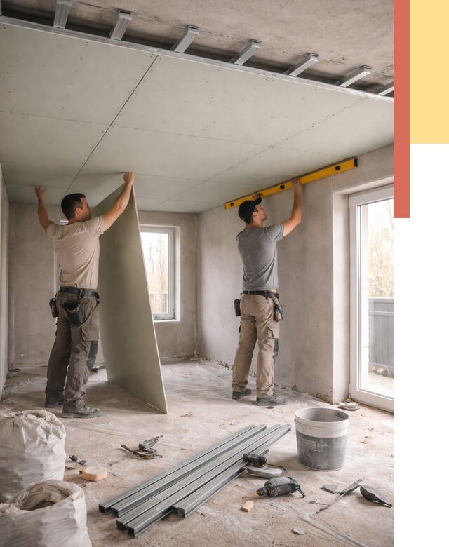 Одноуровневый потолок из гипсокартона в Уфе от 771 руб. — монтаж под ключ | ОТДЕЛОЧНИК-Уфа