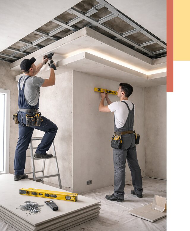 Двухуровневый потолок из гипсокартона в Уфе от 1490 руб. под ключ | ОТДЕЛОЧНИК-Уфа