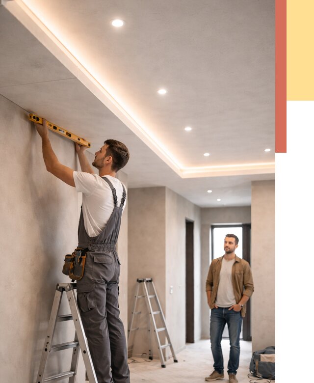 Потолок из гипсокартона с подсветкой в Уфе от 771 руб./м2 под ключ | ОТДЕЛОЧНИК-Уфа