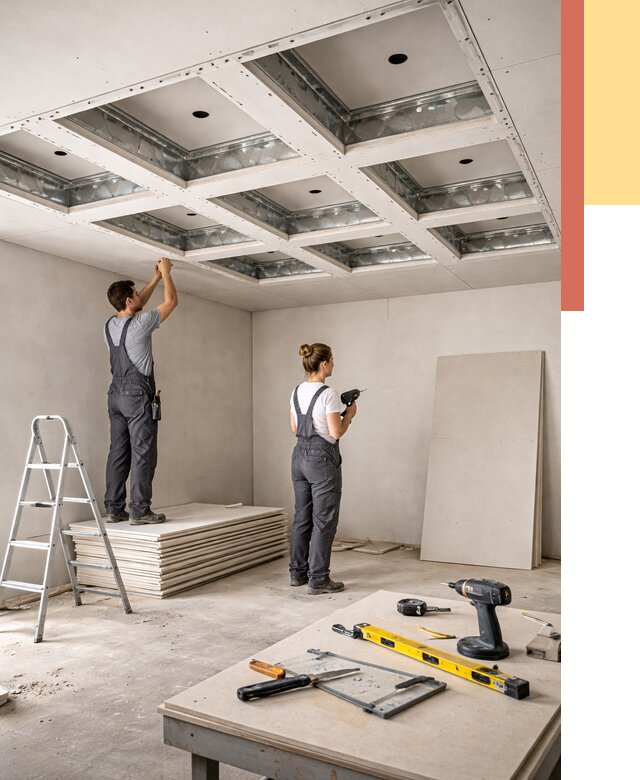 Кессонный потолок из гипсокартона в Уфе от 1901 руб. — монтаж и под ключ | ОТДЕЛОЧНИК-Уфа