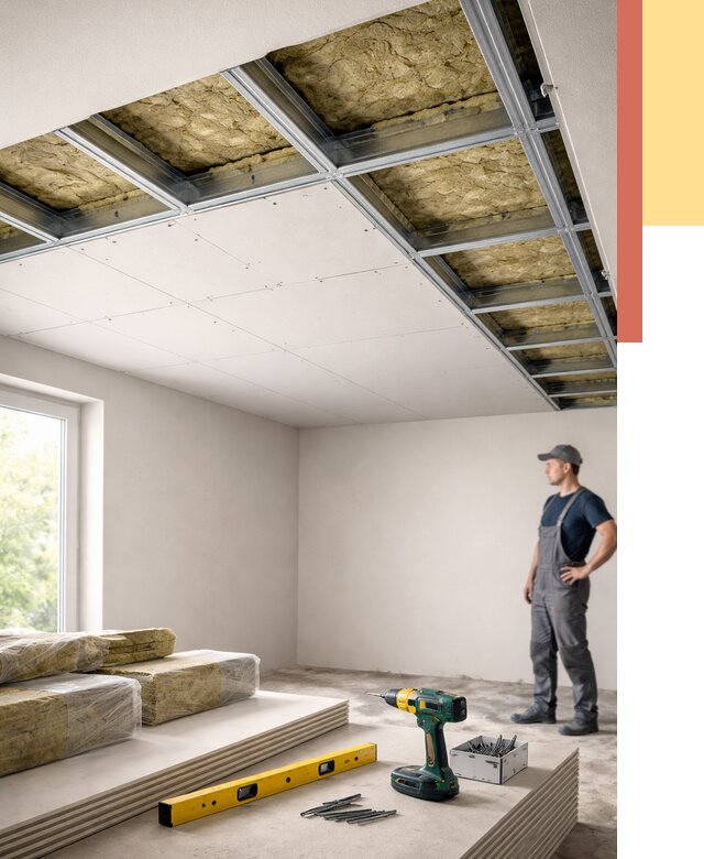 Звукоизоляция потолка ГКЛ в Уфе от 976 руб. — монтаж под ключ | ОТДЕЛОЧНИК-Уфа