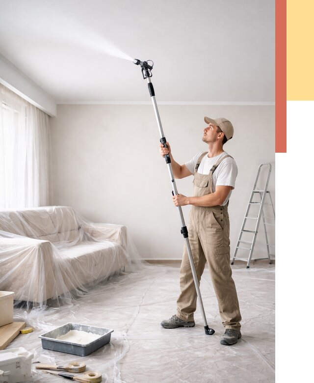 Покраска потолка краскопультом в Уфе от 4624 руб. быстро и недорого | ОТДЕЛОЧНИК-Уфа