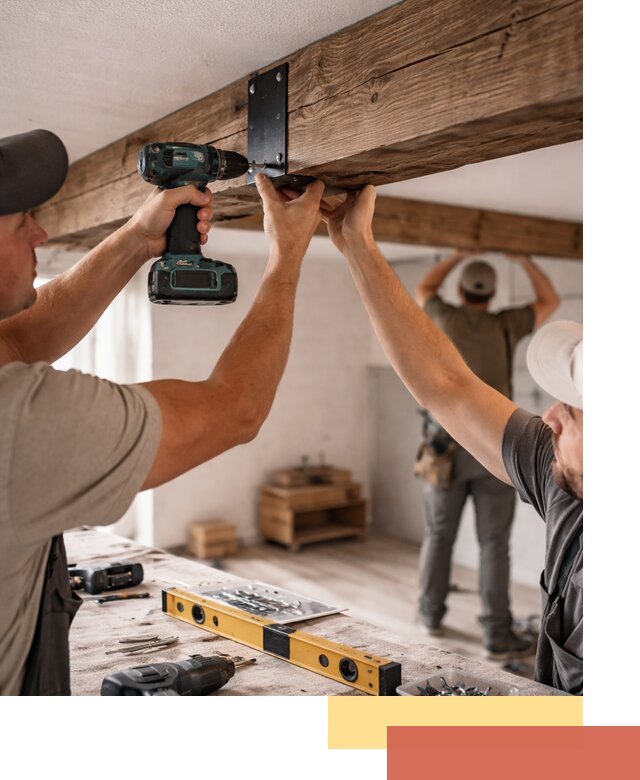 Монтаж декоративных потолочных балок в Уфе